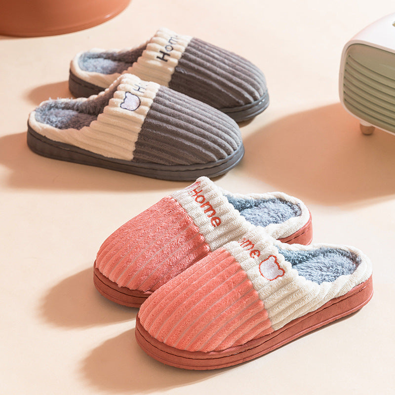 Couple's Warm And Non Slip Thick Soled Wool Slippers