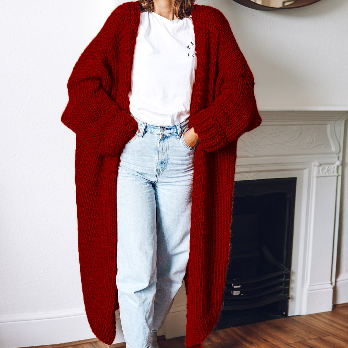 Long Solid Color Plus Size Loose Cardigan Sweater Coat