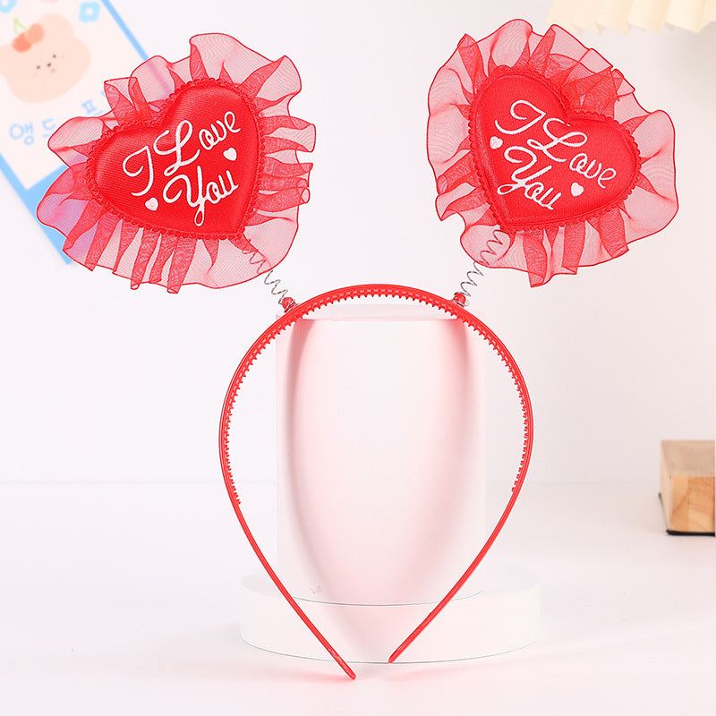 Red Heart Headband Accessories Three-dimensional