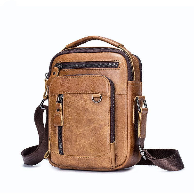 Multifunctional Leather Men's Crossbody Bag On The First Floor
