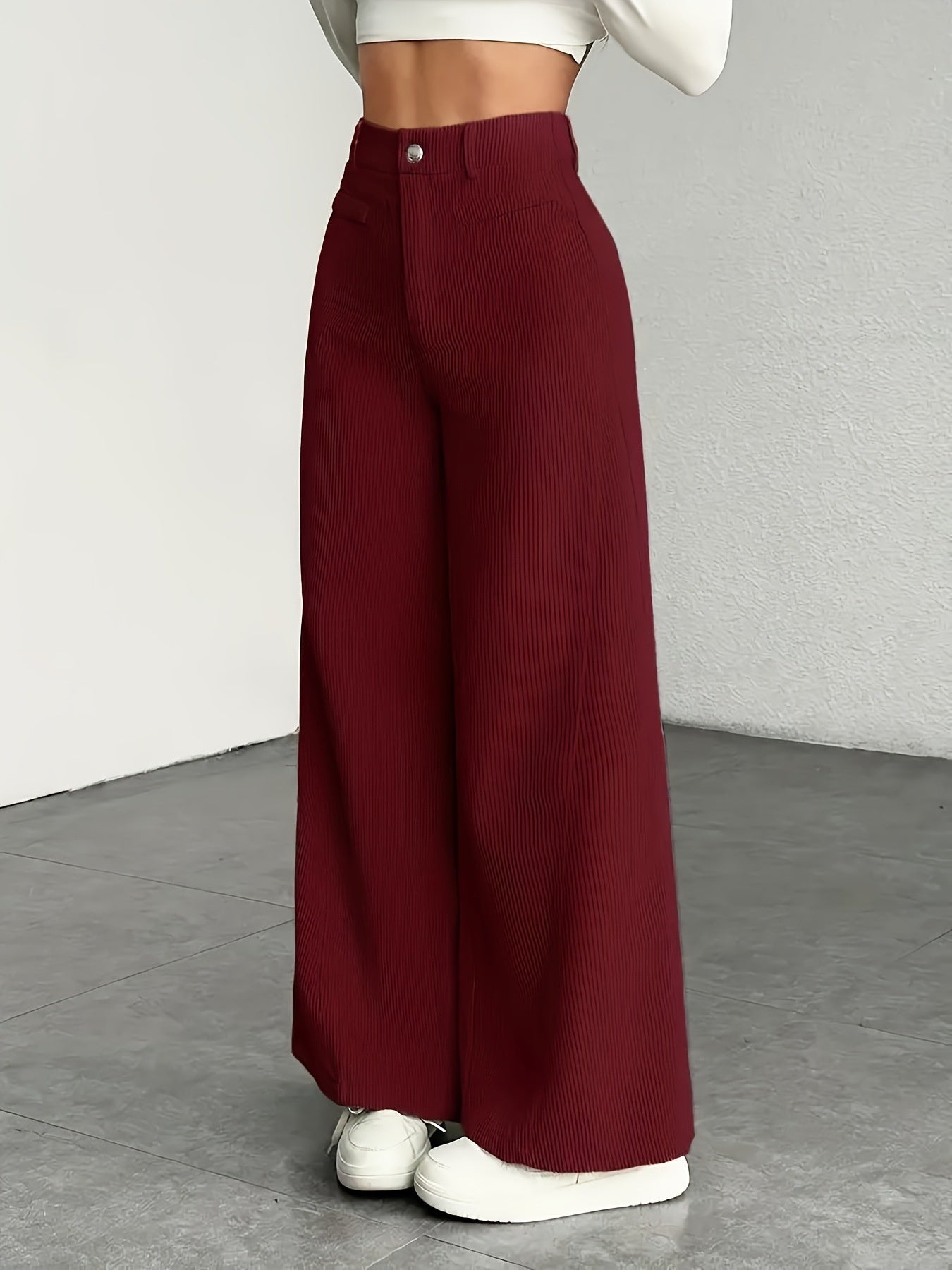 High Waist Wide Leg Pants With Vertical Stripes Straight Mopping Pants Commuter's All-matching
