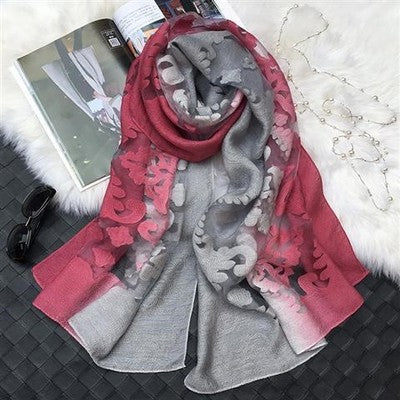 Gradient Cut Flower Organza Lace Scarf