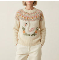 Womens High-neck Pullover Chunky-knit Jacquard Sweater