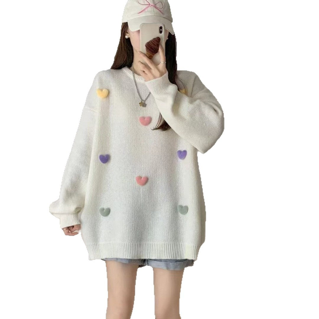 Loose And Lazy Style Sweet Knitted Sweater Pullover Autumn And Winter New
