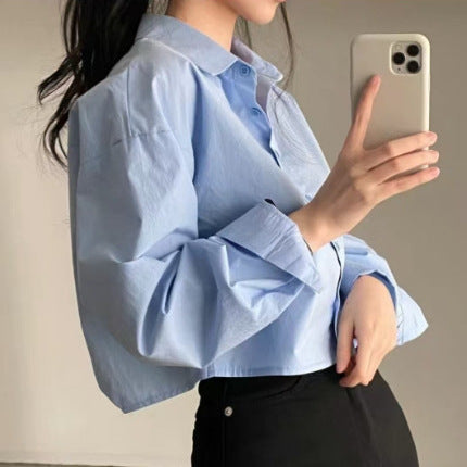 White French Sweet And Spicy Design Sense Niche Back Slit Loose Lapels Short Long Sleeve
