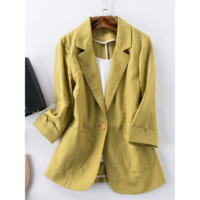 Omen's Springsummer Thin Fashion Slim Fit Sub-suit Cropped Sleeve Short Top