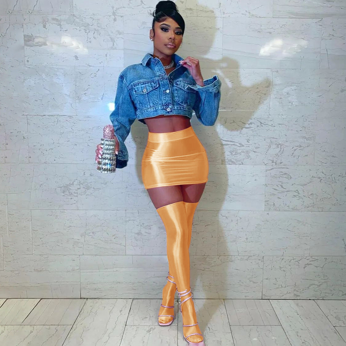 Pure Color Tight Hip Skirt Skirt Half Socks Casual Suit