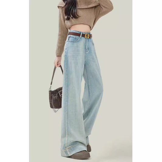 Løse Lige Lyse Højtaljede Jeans til Kvinder