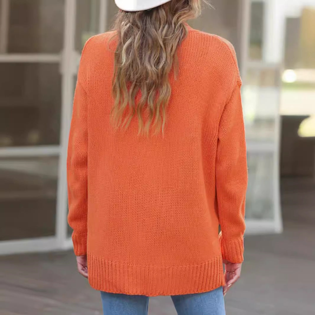 Sweater Women's Knitted Long-sleeved Coat Mid-length