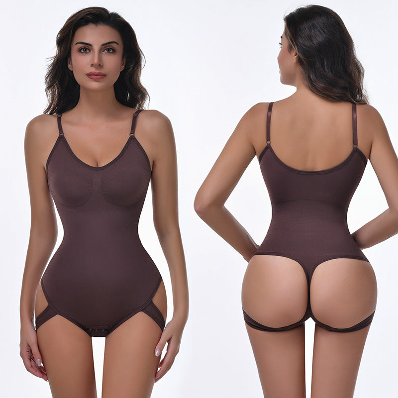 Kropsformende maveindsnævrende slynge-T-ryg-stor-størrelse-hoftehævende-jumpsuit