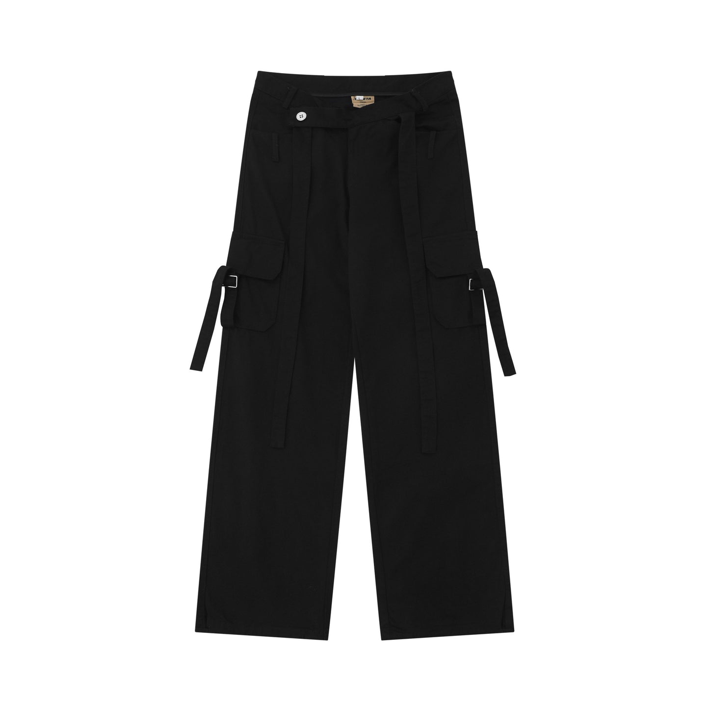 Female Decorative Ribbon Cross Waist Seal Straight Cargo Pants