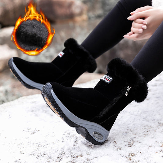 Short Tube Mid Heel Cotton Boots Warm Thick Soled Women's Fashion Boots