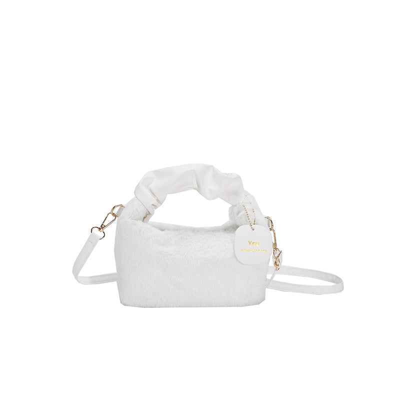 Plush Pleated Handbag Women's One Shoulder Crossbody Bag