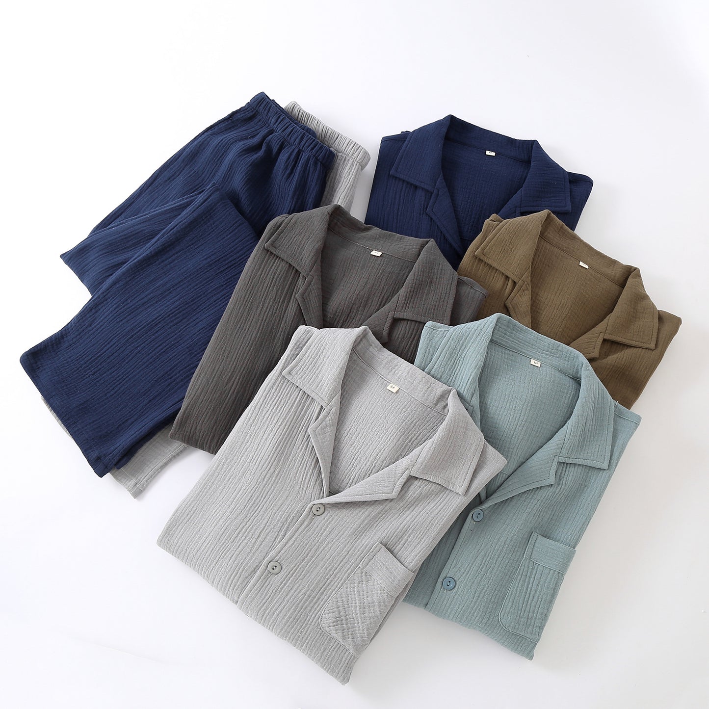 Mens Loose-fitting Plus-size Loungewear With Long Sleeves And Long Pants