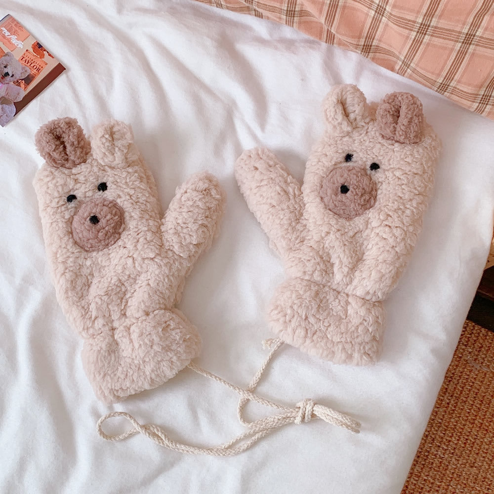 Chacha Bear Student Gloves With Lanyard