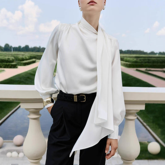 New French-style Elegant Ribbon Blouse Shirt For Women
