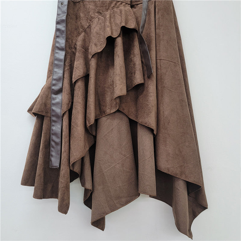 Personalized Hot Girl Style Irregular Deerskin Velvet Skirt