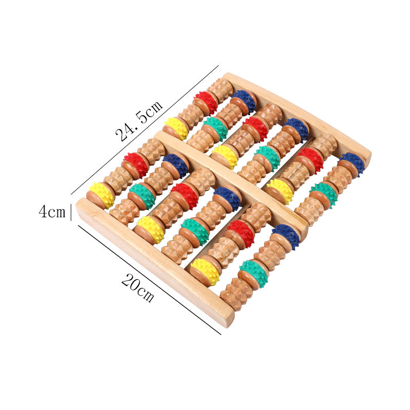 Wooden Six-row Large Roller Foot Acupuncture Massager