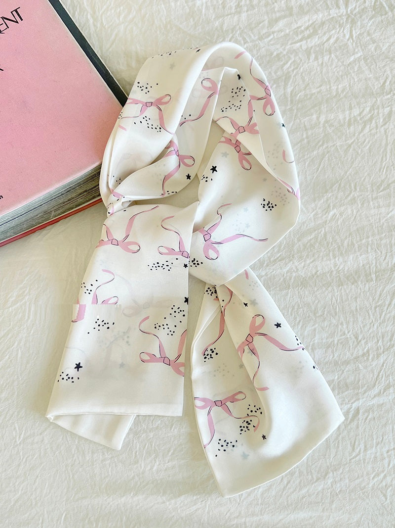 Bow Design Silk Scarf Ribbon Women's Bag Hair Band