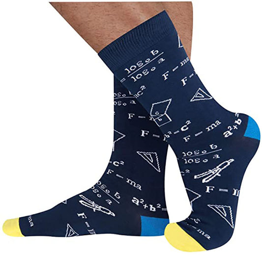 Fashion Colorful Math Printing Cotton Middle Tube Socks
