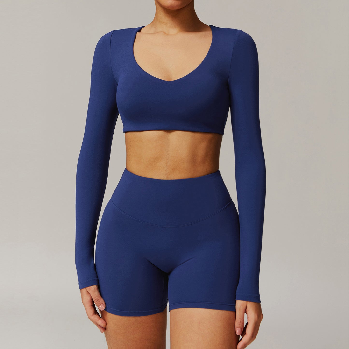 Tight Quick-drying Yoga Long-sleeved Women's V-neck Short Top Fitness T-shirt