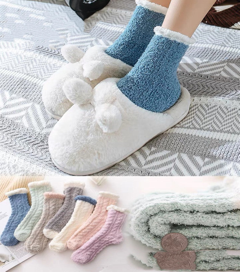 Autumn And Winter Plus Velvet Thick Towel Floor Socks