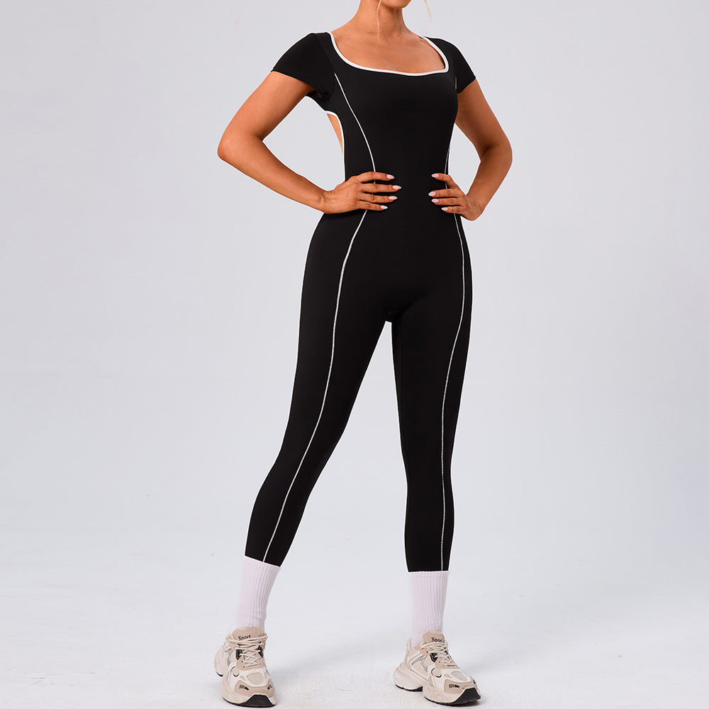 Womens Slim-fit Hollowout Jumpsuit Yoga Wear