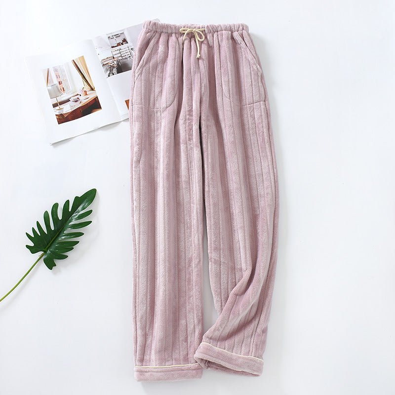 Couple Flannel Home Pants Trousers Thick Coral Fleece Warm Pants Men Plus Size Pants