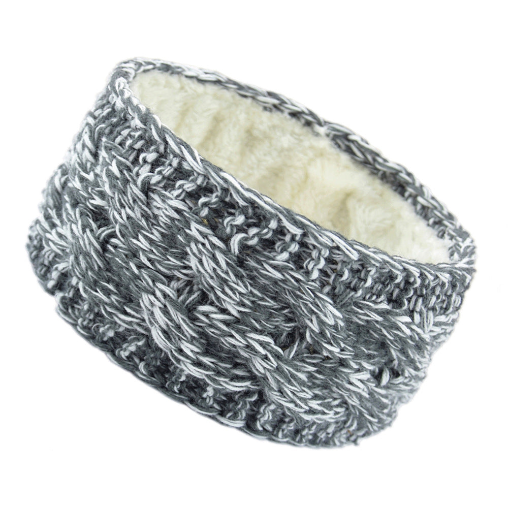 European And American Plus Velvet Knitted Hair Band Wool Color Dot Yarn Headband Variegated Warm Hair Accessories
