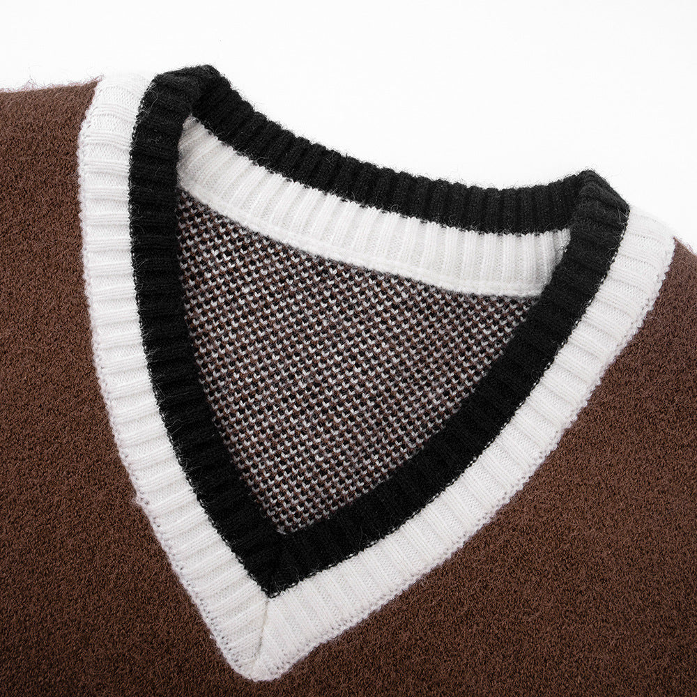 Brede sweatervest til mænd afslappet overtøj V-hals ærmeløs strik