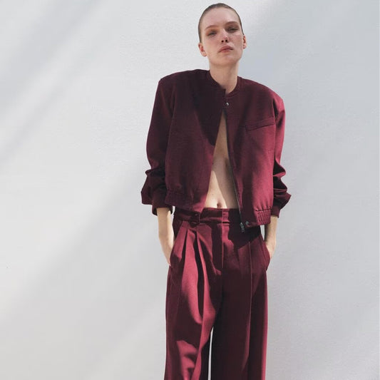 Women's Casual All-match Round Neck Pilot Jacket Suits