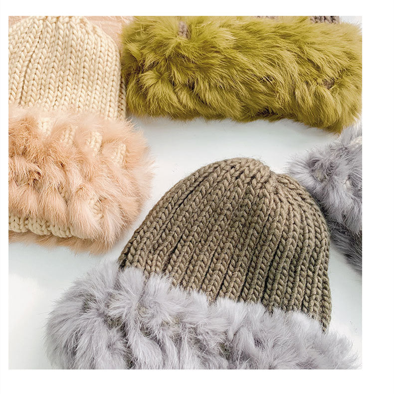 Women's Wool Fur Splicing Fisherman's Hat