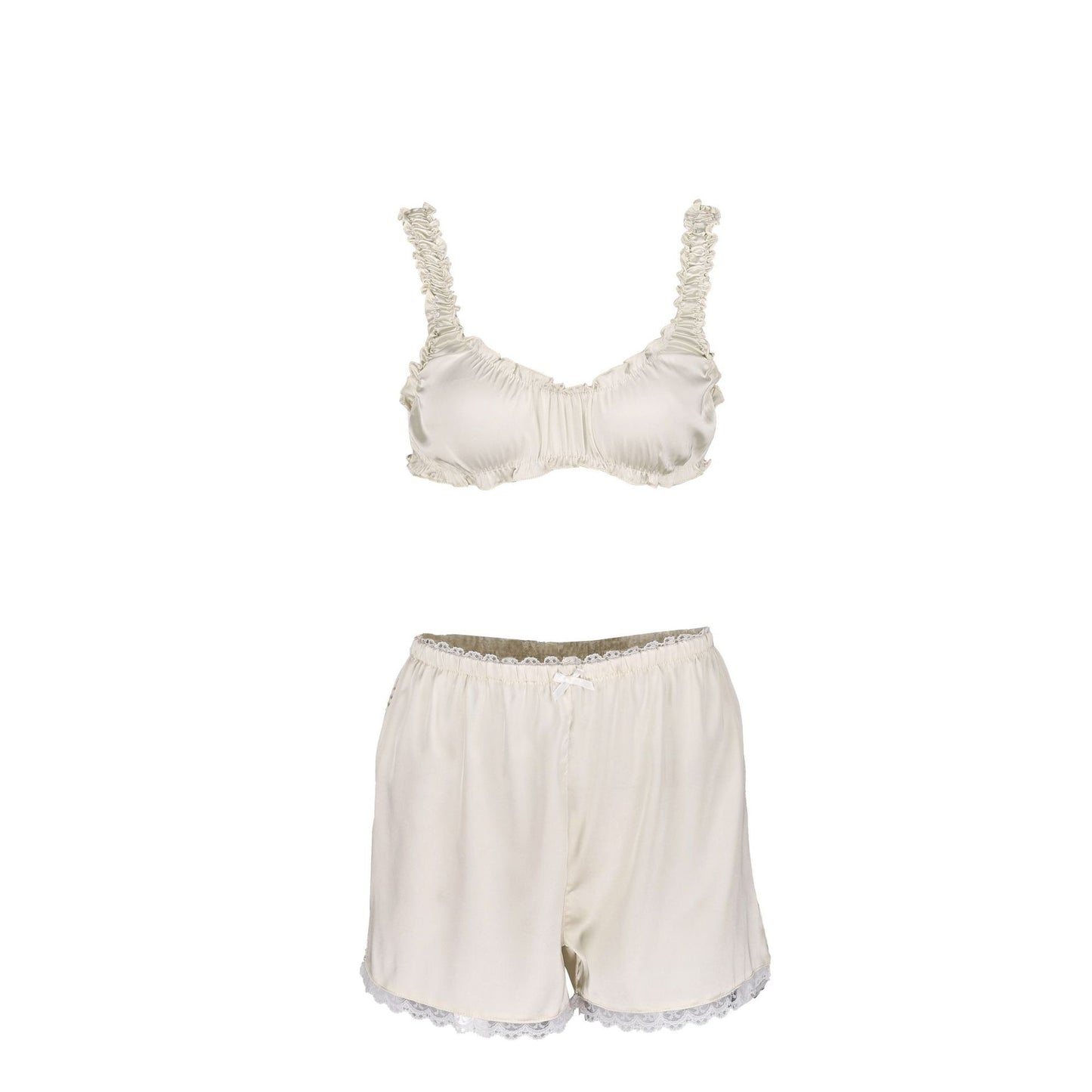 Dingmuerer Side Panel Lace Patchwork Shorts Set Pajamas Loungewear