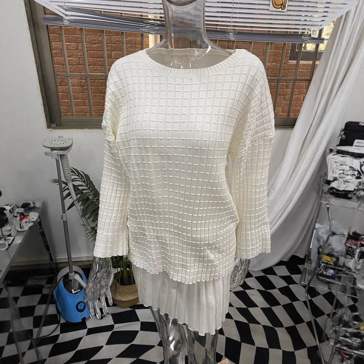 Women's Warm Pleated Casual Long-sleeve Sweater Set