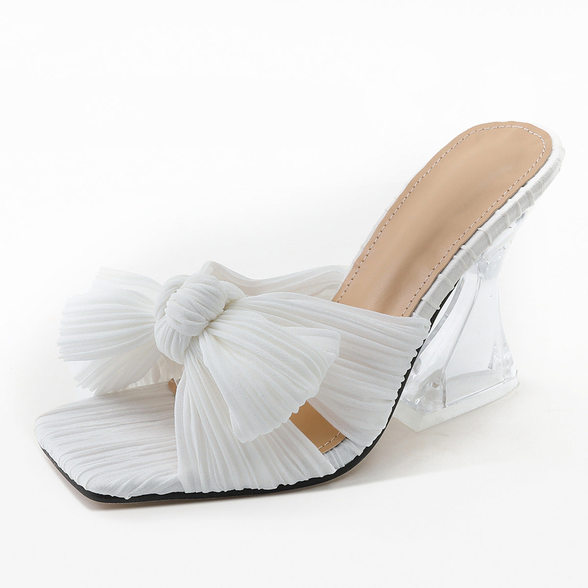 Plus Size Høje Sandaler med Formet Hæl i Satin