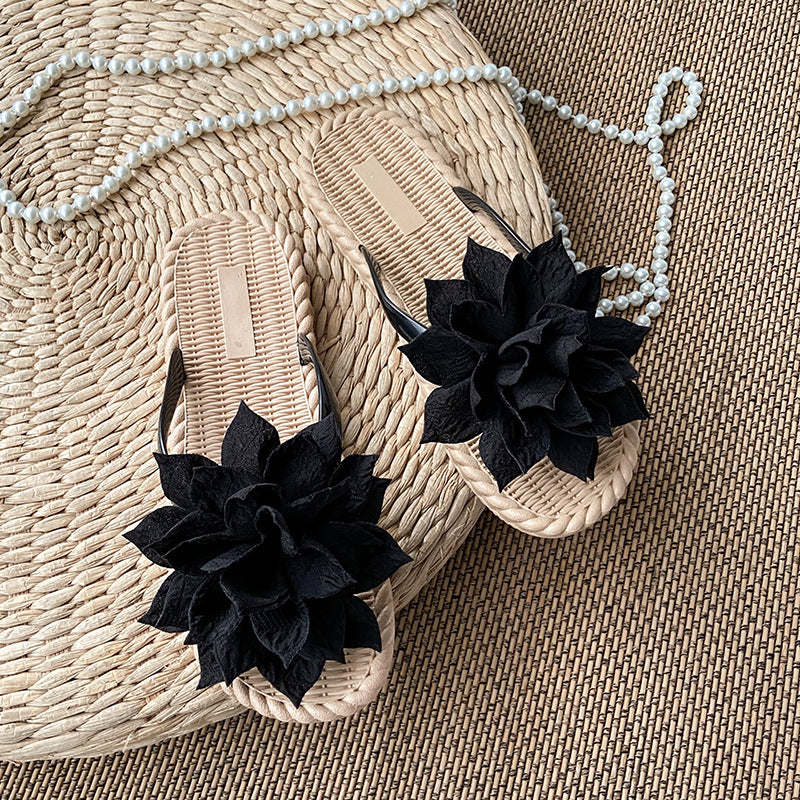 Gentle Woman Blomster All-matching Flade Sko Skridsikre Strandsandaler