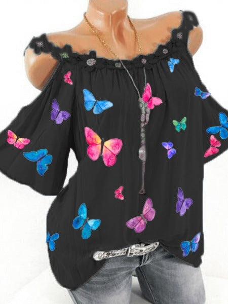 Printing Shoulder Girdle Lace Collar Vest