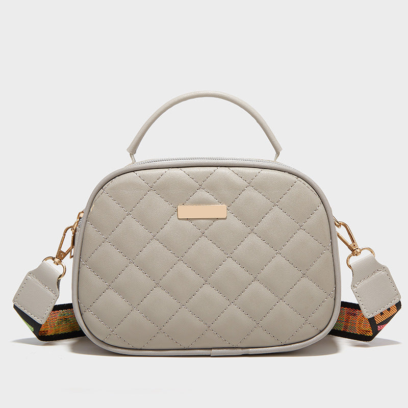 New Rhombus Embroidery Double Zipper Handbag Crossbody