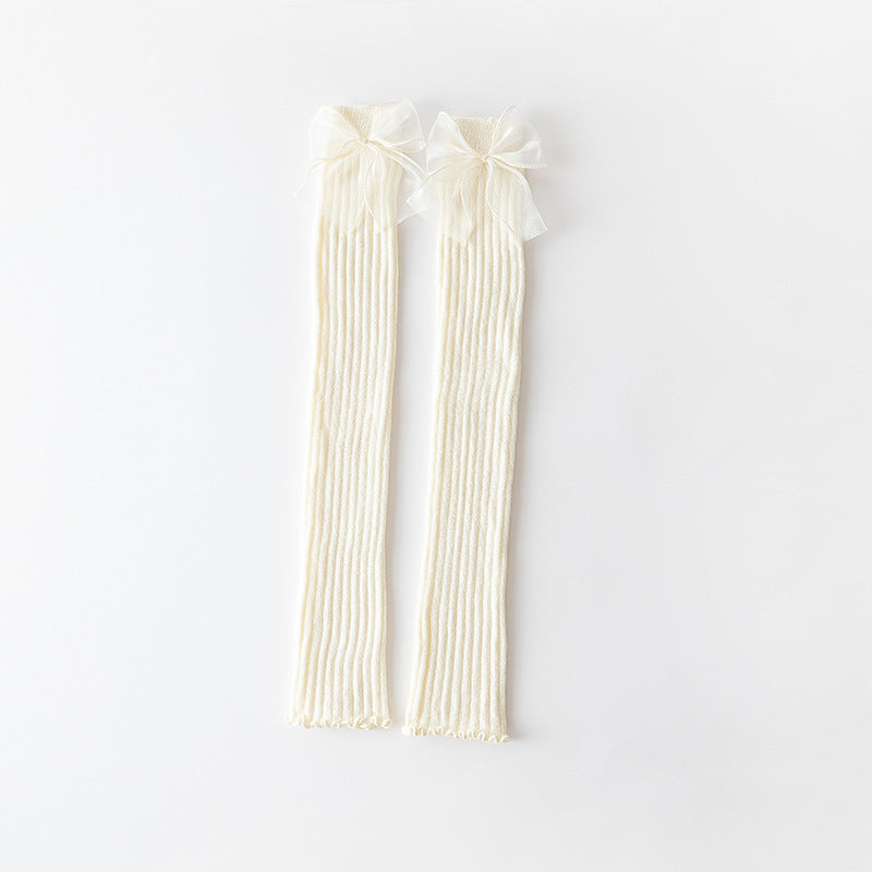 Female Bow Knot Pile Socks Autumn And Winter Soft Girl Calf Cover