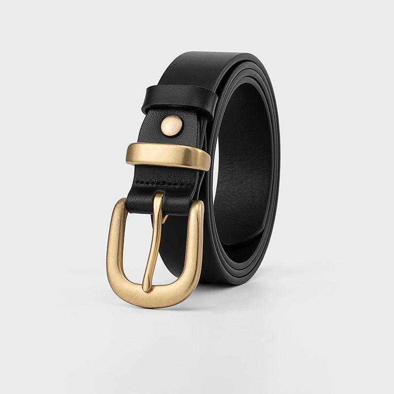 New First Layer Cowhide Belt Simple Copper Decorative Pin Buckle All-match Wholesale Leather