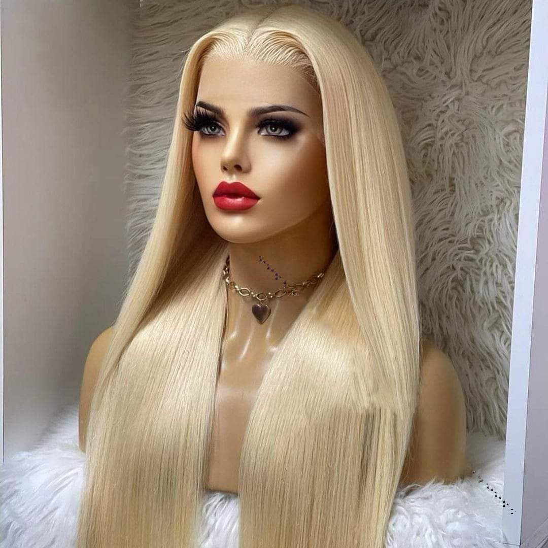 Blonde Paryk 13x6 Håndvævet Højtemperaturfiber Lang