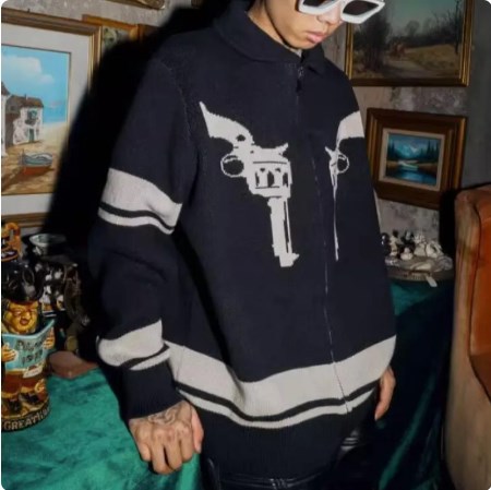 Herremoden Løs Sweater med Lille Rund Hals