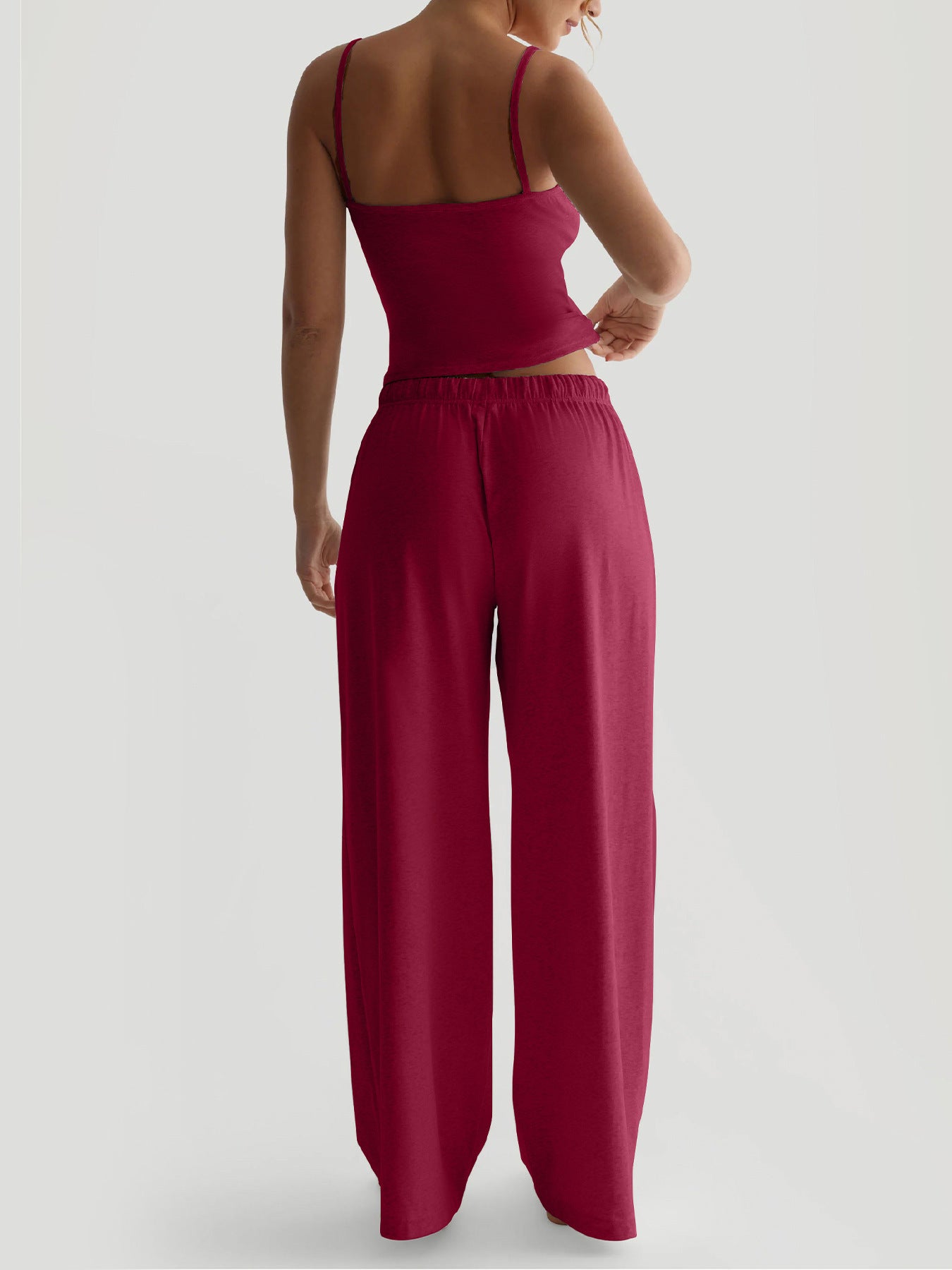 Women's Casual Midriff-baring Tank Top And Wide-leg Pants Set