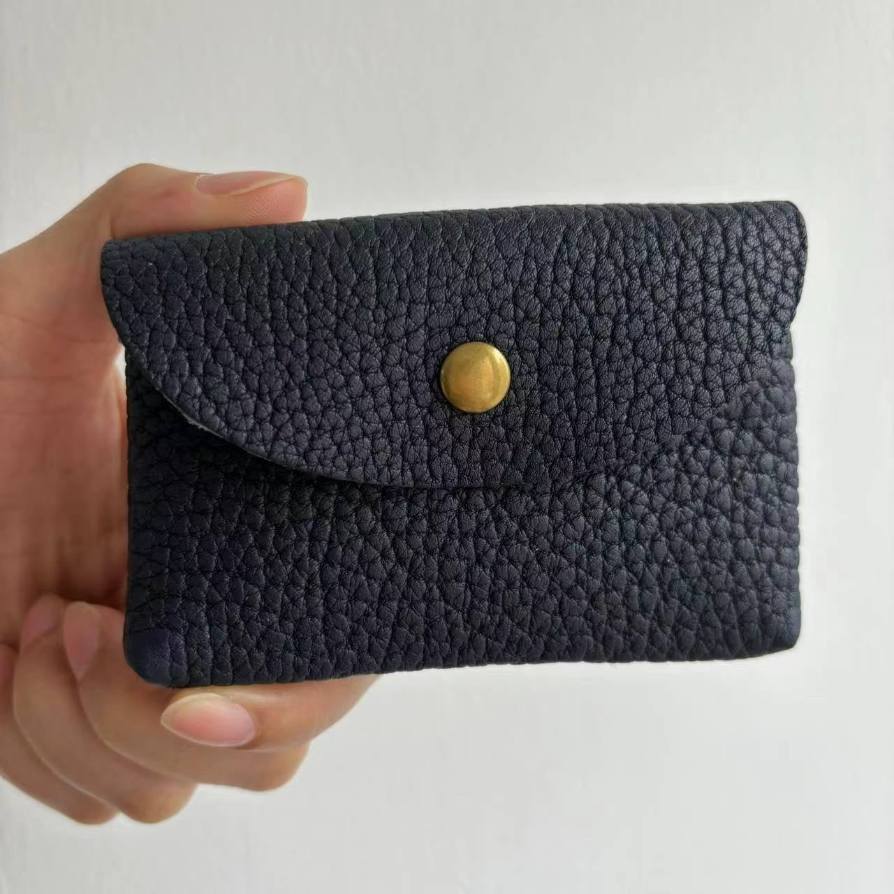 First Layer Cattlehide Leather Fashion Hidden Hook Coin Pocket Card Holder Mini-Portable