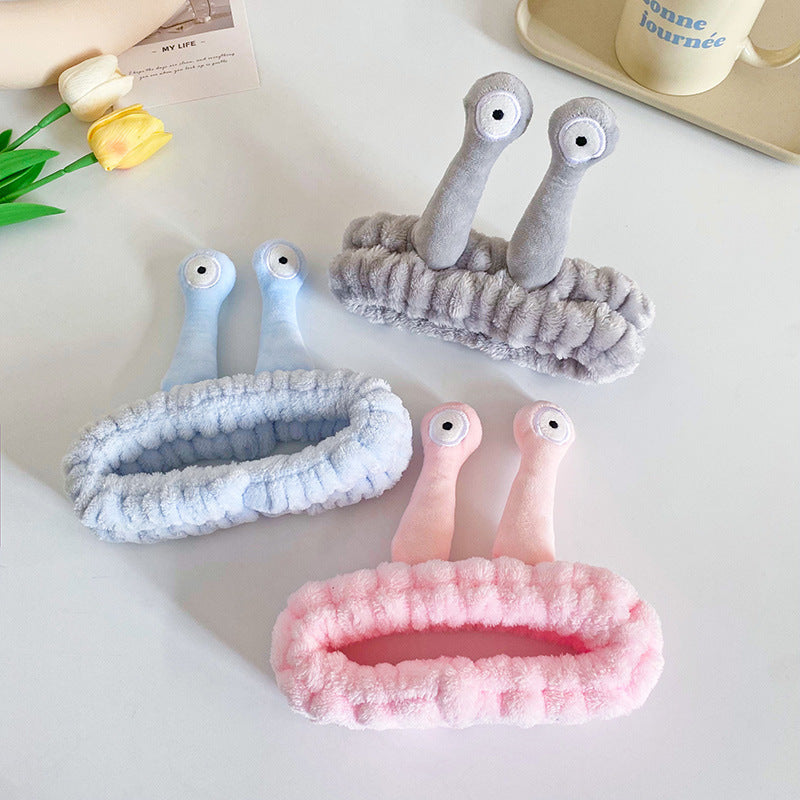 Cartoon Funny Snail Cute Face Wash Mask Plush Hair Band