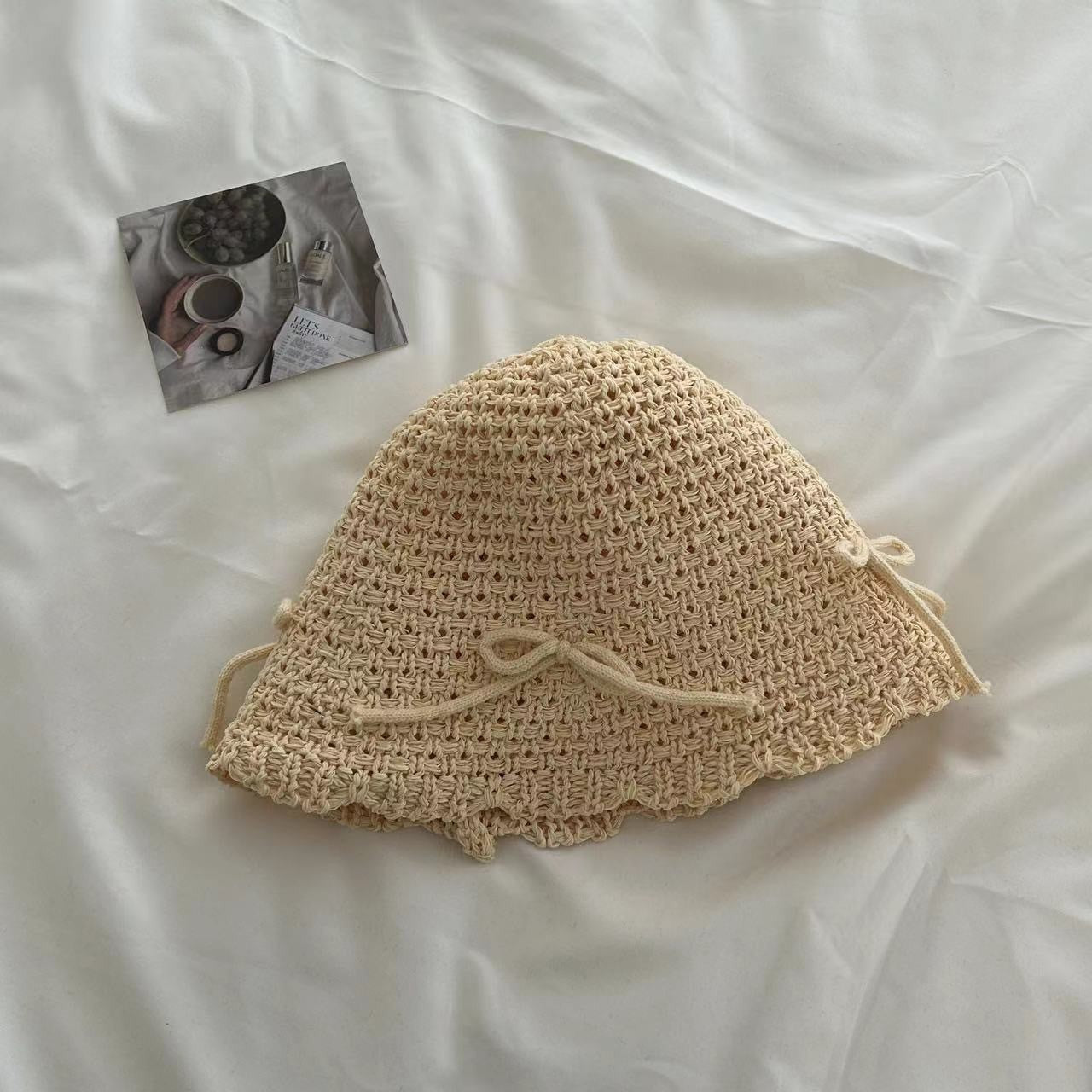 Summer Sun Hat Women's Woven Hollowed Travel Split Cap