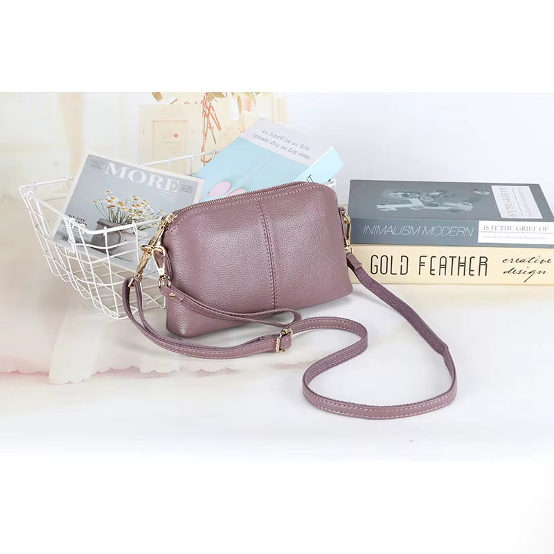 2024 Women's Genuine Leather Shoulder Bags - High-Quality Cow Leather Messenger, Clutch, and Crossbody Bags