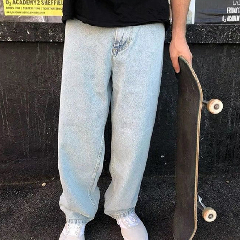Loose Straight Wide Leg Mid-waist Denim Trousers
