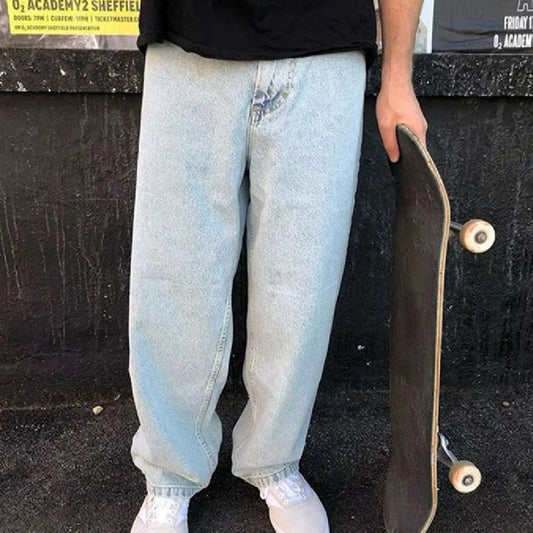 Loose Straight Wide Leg Mid-waist Denim Trousers