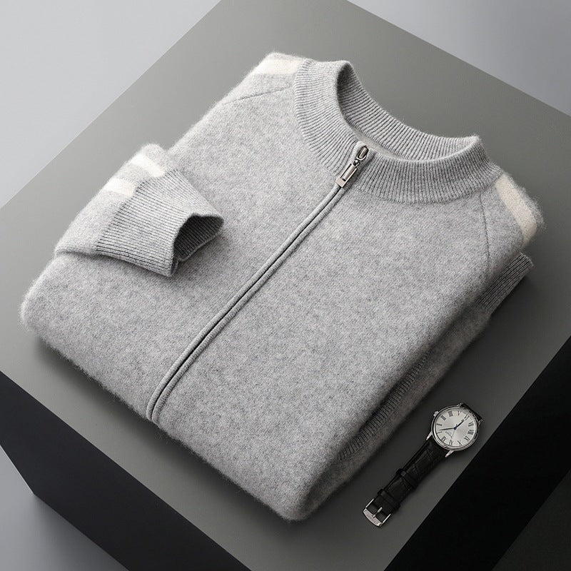 Moderigtig All-match Casual Ulden Sweater Fire Flade Luftlag Tykkere Halv Rullekrave Ren Uld Cardigan
